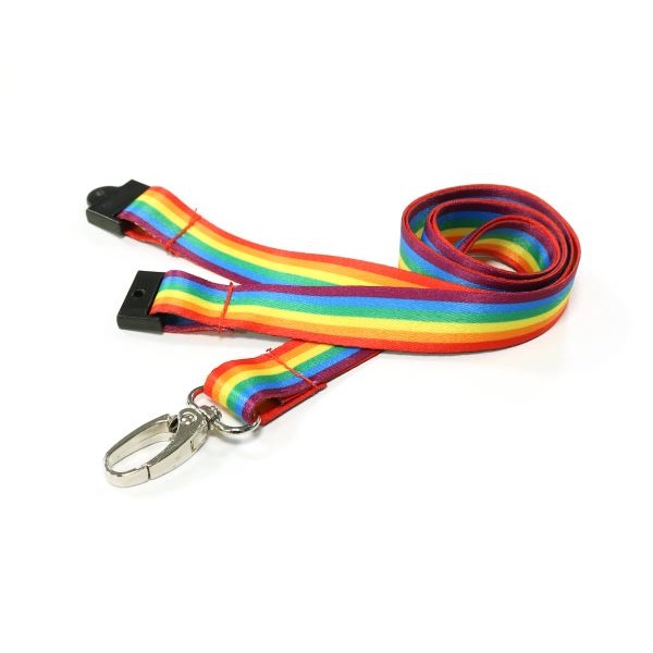 Bilde av Recycled rainbow lanyard / keyhanger 15 mm with metal lobster clip. 60270585 (DE,SE,NO,FI,RO,PL)